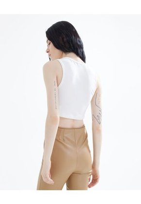 Camiseta  Para Mujer Crop Top Manga Sisa Color Crema Marca Seven Seven #28095659