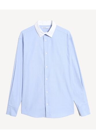 Camisa Relaxed Con Cuello Gales  Para Hombre Celeste Seven Seven Seven Seven