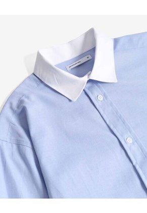 Camisa Relaxed Con Cuello Gales  Para Hombre Celeste Seven Seven