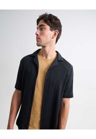 Camisa Para Hombre Manga Corta Sin Bolsillo Cuello Resort Color Negro Marca Seven Seven #45012121 Seven Seven