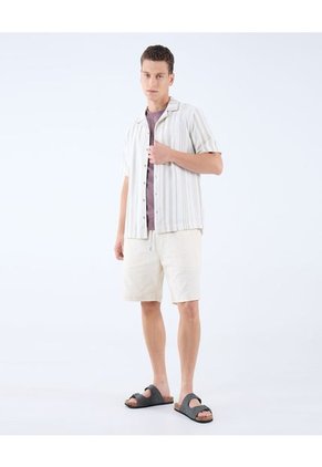 Camisa Para Hombre Manga Corta  Color Beige Marca Seven Seven #45012074