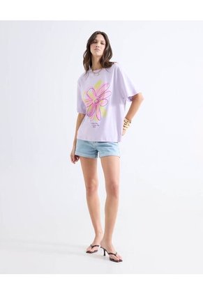 Camiseta  Para Mujer Manga Corta Cuello Redondo Color Lila Marca Seven Seven #28098213