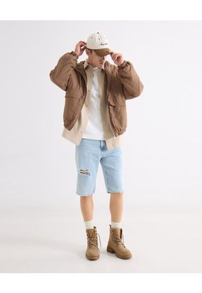 Chaqueta  Para Hombre Acolchada Color Camel Marca Seven Seven #45080511