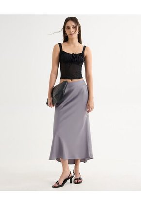 Falda Para Mujer Largo Color Gris Claro Marca Seven Seven #28140929