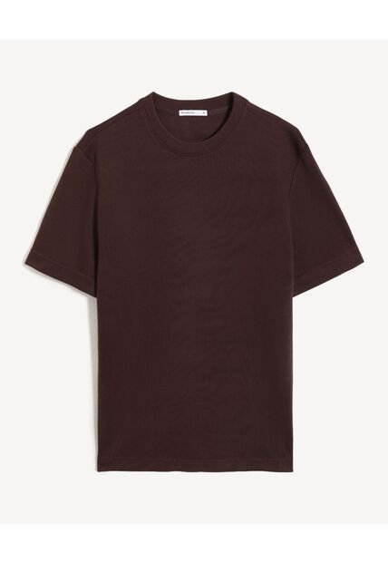 Camiseta Silueta Ajustada Textura Rib  Para Hombre Café Seven Seven