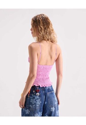 Top Con Textura De Nido De Abeja  Para Mujer Rosado Seven Seven