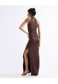 Vestido Largo Ajustado Cuello Halter  Para Mujer Café Seven Seven de Seven Seven