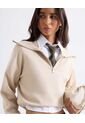 Buzo Tejido Con Cuello Alto Y Cremallera  Para Mujer Beige Seven Seven de Seven Seven