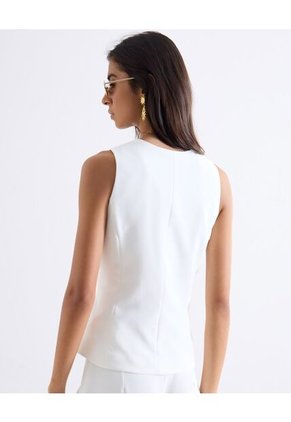 Chaleco Sastrero Con Botones Frontales  Para Mujer Blanco Seven Seven