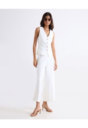 Chaleco Sastrero Con Botones Frontales  Para Mujer Blanco Seven Seven