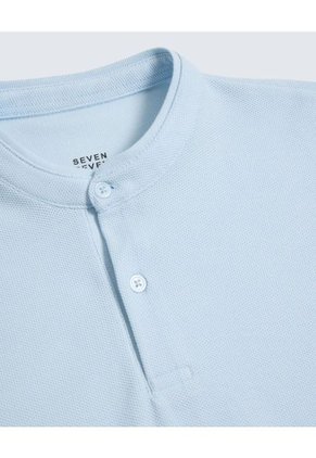 Polo Para Hombre Cuello Mao  Color Celeste Marca Seven Seven #45110857