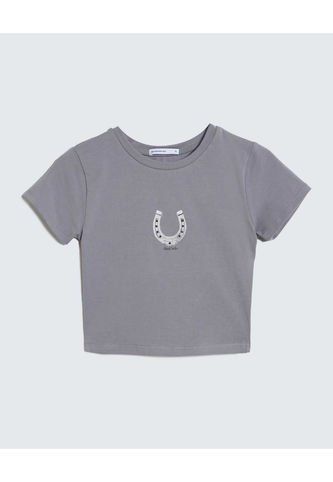 Camiseta Para Mujer Manga Corta Color Gris  Marca Seven Seven #28096098 Seven Seven