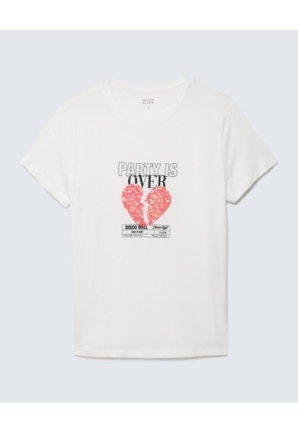 Camiseta Para Mujer Manga Corta Color Crema Marca Seven Seven #28096124