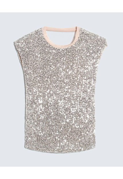 Camiseta Para Mujer Manga Corta Cuello Redondo Color Beige Marca Seven Seven #28096030