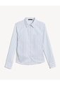 Camisa De Rayas Slim Fit Con Cuello Clásico  Para Mujer Azul Seven Seven de Seven Seven