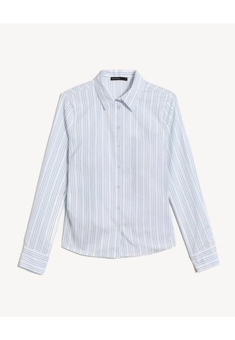 Camisa De Rayas Slim Fit Con Cuello Clásico  Para Mujer Azul Seven Seven Seven Seven