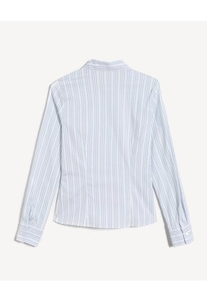 Camisa De Rayas Slim Fit Con Cuello Clásico  Para Mujer Azul Seven Seven