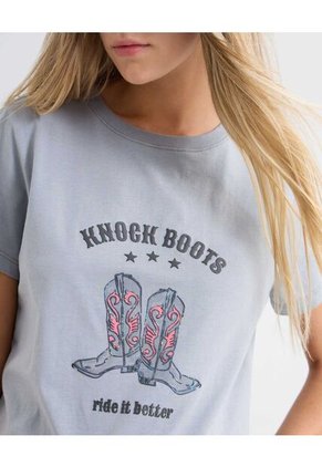 Camiseta Para Mujer Manga Corta Color Gris Claro Marca Seven Seven #28096071