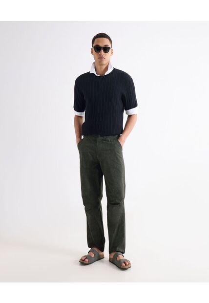 Camiseta Regular Texturizada  Para Hombre Negro Seven Seven