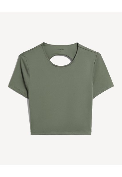 Crop Top Con Escote Trasero  Para Mujer Verde Seven Seven