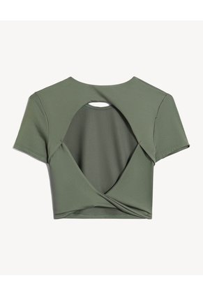 Crop Top Con Escote Trasero Para Mujer Verde Seven Seven