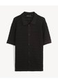 Camisa Tejida Texturizada  Para Hombre Negro Seven Seven de Seven Seven