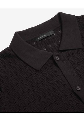 Camisa Tejida Texturizada Para Hombre Negro Seven Seven