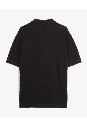 Camisa Tejida Texturizada Para Hombre Negro Seven Seven