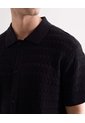 Camisa Tejida Texturizada  Para Hombre Negro Seven Seven de Seven Seven