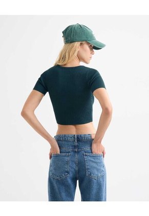 Camiseta Para Mujer Manga Corta Color Verde Oscuro Marca Seven Seven #28096163