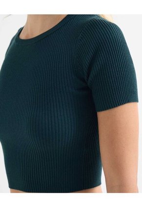 Camiseta Para Mujer Manga Corta Color Verde Oscuro Marca Seven Seven #28096163