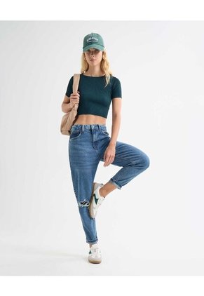 Camiseta Para Mujer Manga Corta Color Verde Oscuro Marca Seven Seven #28096163