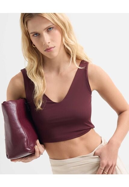 Camiseta Para Mujer Manga Sisa Color Vino Marca Seven Seven #28096047