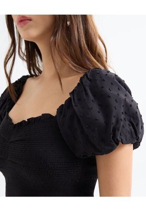 Blusa Manga Englobada  Para Mujer Negro Seven Seven