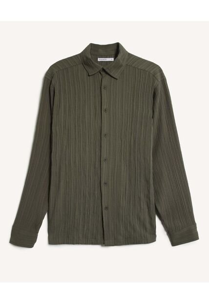Camisa Para Hombre Manga Larga Sin Bolsillo Cuello Casual M Color Verde Marca Seven Seven #45012165