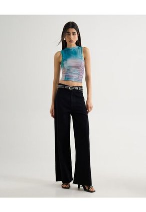 Camiseta Para Mujer Manga Sisa Cuello Alto Color Azul Claro Marca Seven Seven #28096278