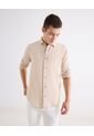 Camisa Regular Rustica  Para Hombre Beige Seven Seven de Seven Seven