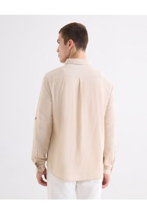 Camisa Regular Rustica  Para Hombre Beige Seven Seven