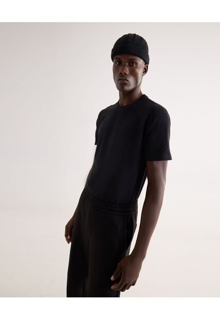 Camiseta Oversize Texturizada  Para Hombre Negro Seven Seven