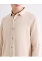 Camisa Regular Rustica  Para Hombre Beige Seven Seven de Seven Seven
