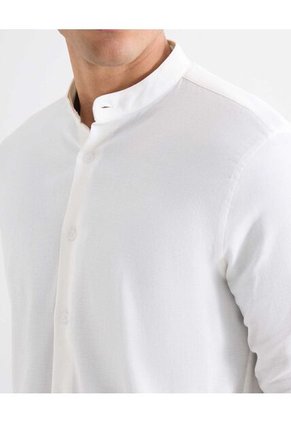 Camisa Para Hombre Manga Larga Sin Bolsillo Cuello Neru Color Marfil Marca Seven Seven #45012220