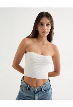 Crop Top Strapless Para Mujer Crudo Seven Seven