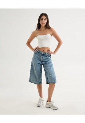 Crop Top Strapless Para Mujer Crudo Seven Seven