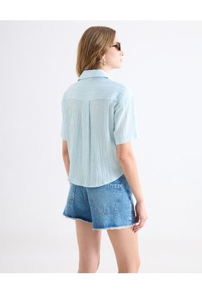 Blusa  Para Mujer Manga Corta Color Celeste Marca Seven Seven #28124153