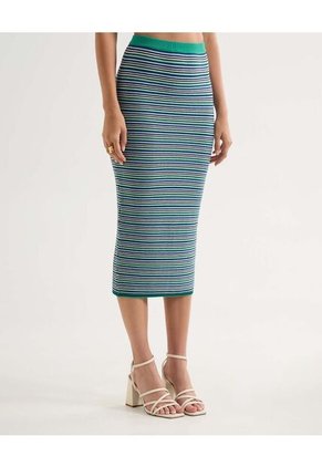 Falda Midi Tejida  Para Mujer Verde Seven Seven
