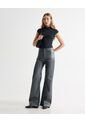 Jean Wide Leg En Tono Gris Plomo  Para Mujer Plata Seven Seven de Seven Seven