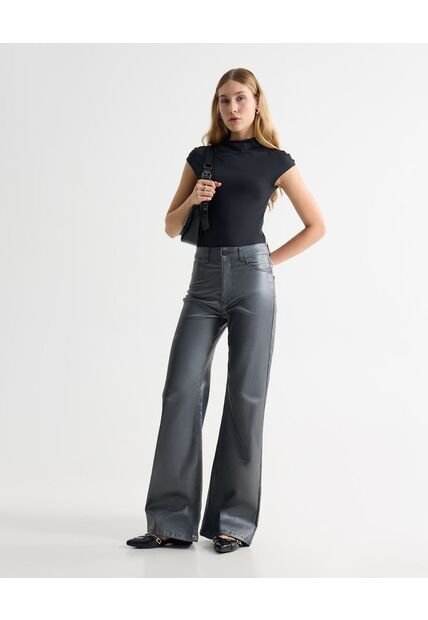 Jean Wide Leg En Tono Gris Plomo  Para Mujer Plata Seven Seven