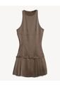 Vestido Mini De Tablas Con Cinturón  Para Mujer Café Seven Seven de Seven Seven