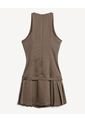 Vestido Mini De Tablas Con Cinturón  Para Mujer Café Seven Seven de Seven Seven