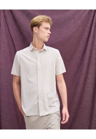 Camisa  Para Hombre Manga Corta Sin Bolsillo Cuello Casual M Color Café Marca Seven Seven #45012223 Seven Seven